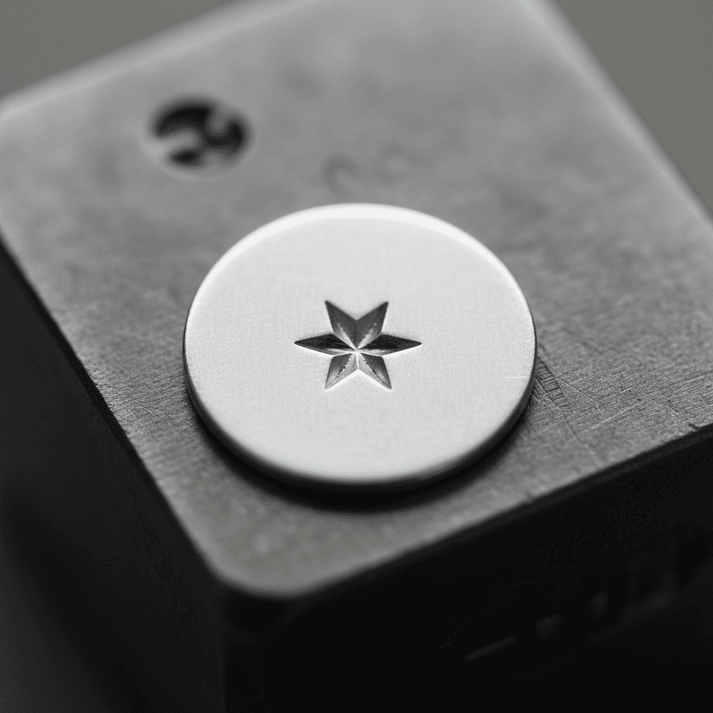 Close-up of a stamped star pendant made by a student